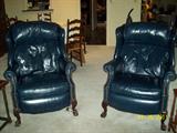 Blue Leather Reclining Chairs- SUPER NICE!