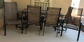 Hampton Bay Patio Table w 6 Slingback Chairs (2 Swivel)
