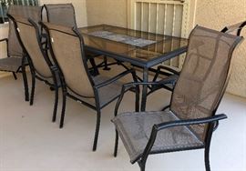 Hampton Bay Patio Table w 6 Slingback Chairs (2 Swivel)