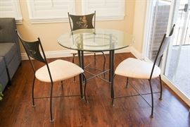 Three Metal Chair Bistro Table With Glass Top By Trica Muebles Furniture