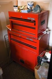 Red Craftsman 2 Drawer Top Chest, & Red Craftsman 2 Drawer Rolling Chest With Storage