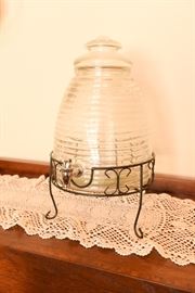 Beehive 2.4 Gallon Glass Beverage Dispenser With Metal Stand