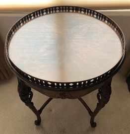 Stunning Pie Crust Table w Glass Top