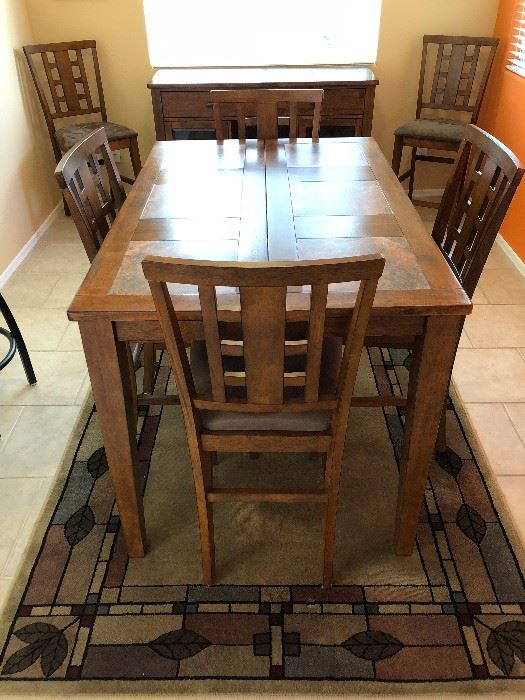 Ashley Dining Table: Pub Style, Tile Inset Top w 6 each 24" Bar Stools
Ashley Buffet
Area Rug