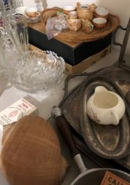 Asst Silverplate, Asst Vtg Tins, Crock#3 w Lid