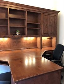 Gorgeous Custom Built by Stone Creek Double Office; Up and down lighting, 7'9" H x 12' 1 1/2" Wide Desk extends out 88" from the center.