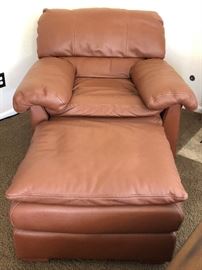 Creative Leather Oversized Arm Chair and Matching Ottoman