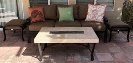 Patio Set; Sofa, 2 Chairs w Ottomans, Coffee Table (decorative Pillows sold separately)