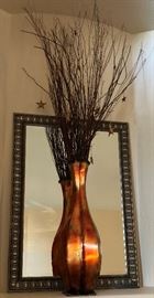 Decorative Mirror, Metal Vase