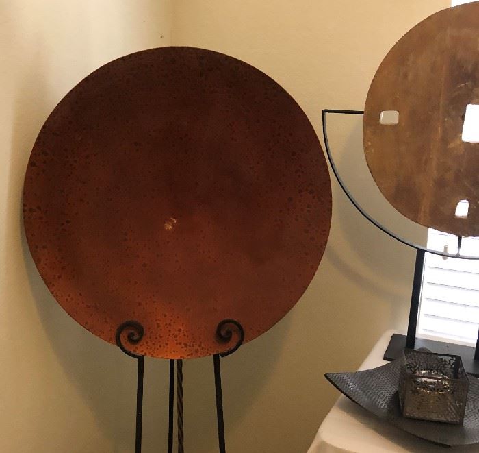 Oversized Plate on Metal Floor Stand