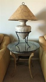 Glass Top End Table, Table Lamp