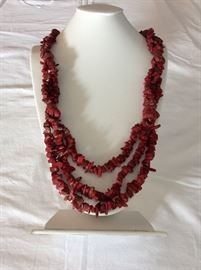 Red dyed Bamboo coral necklace
