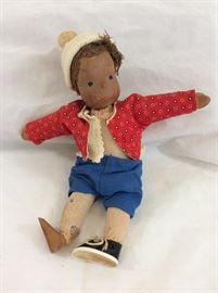 OOAK carved wood and cloth doll