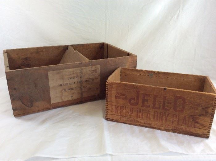 Two Antique Rustic Wooden Shipping Crates