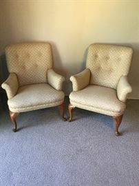 Queen Anne Style stuffed arm chairs
