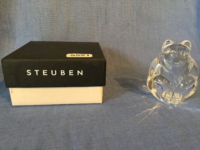 Signed Steuben Glass Bear paperweight 