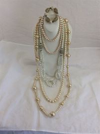 Costume Pearl Jewelry Collection includes Four Necklaces