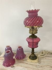 Vintage pink glass lamp 
