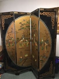 Price Firm $750, Large Asian screen, wonderful condition, carved figures