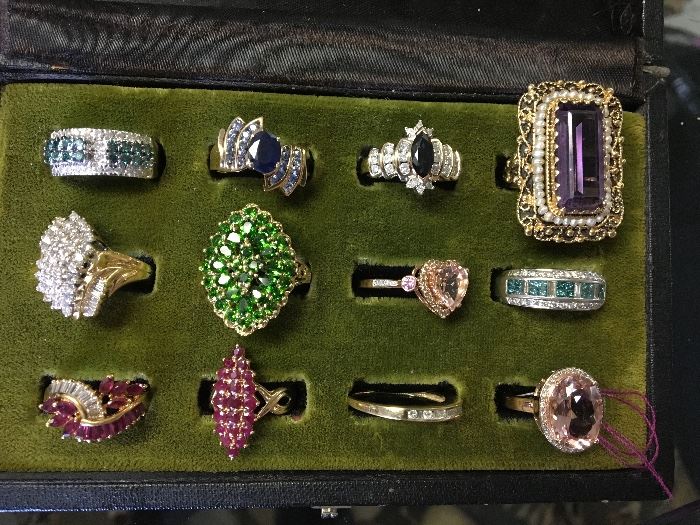 Fine jewelry 14K, 10K and more gemstones gold, some w/ current appraisals (Morganite rings SOLD)