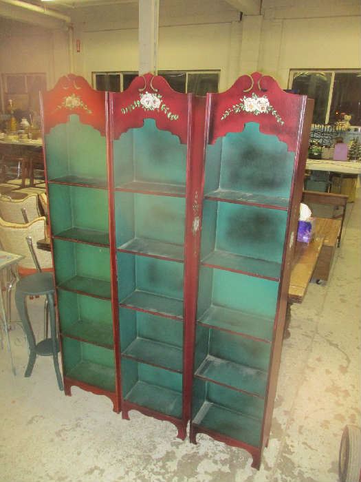Set of 3 painted bookcases