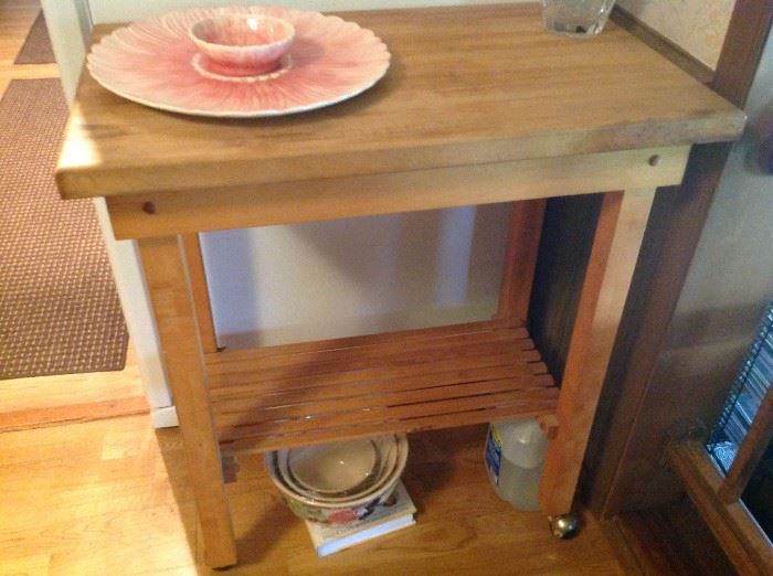 Rolling Butcher Block Table $ 80.00