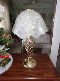 BRASS AND GLASS LAMP