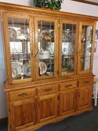 Extra large oak china cabinet 