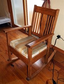 Wood Frame Slat Back Rocking Chair