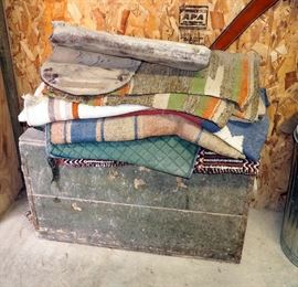 Large Assortment Of Saddle Blankets/Pads Includes Wood Storage Box