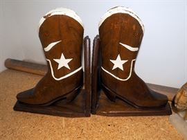 Natural Stone Siesta Bookends, Qty 3, Metal Bronc Rider Bookends, Qty 2 And Cowboy Boot Bookends, Qty 2