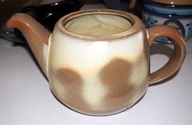 Frankoma Assorted Serving Pieces, Qty 5, Wagon Wheel Napkin Holder, Teapot And Serving Bowls, Qty 3