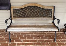 Wood And Metal Bench, 50"W