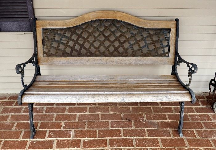 Wood And Metal Bench, 50"W