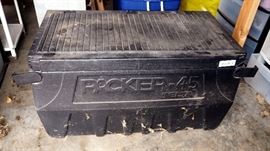 Delta Packer-45 Camp Trunk And Contents, American Camper Propane Heater, Coleman Lantern, Alarm Clock, Coleman Table Lamp, More