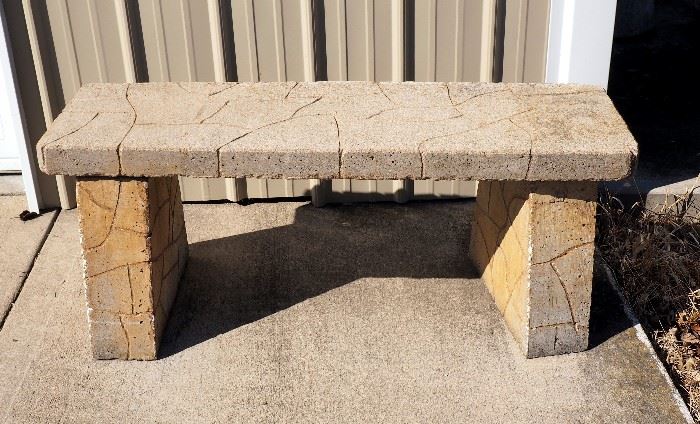 Concrete Garden Bench, 18"H x 46"W x 15"D
