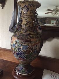 Tall antique Satsuma Vase