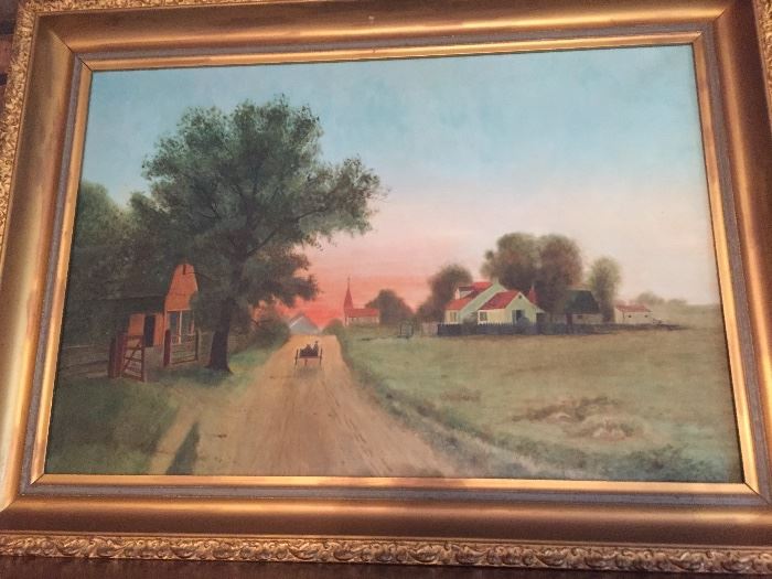 Beautiful large Original Oil Painting showing Country Scene