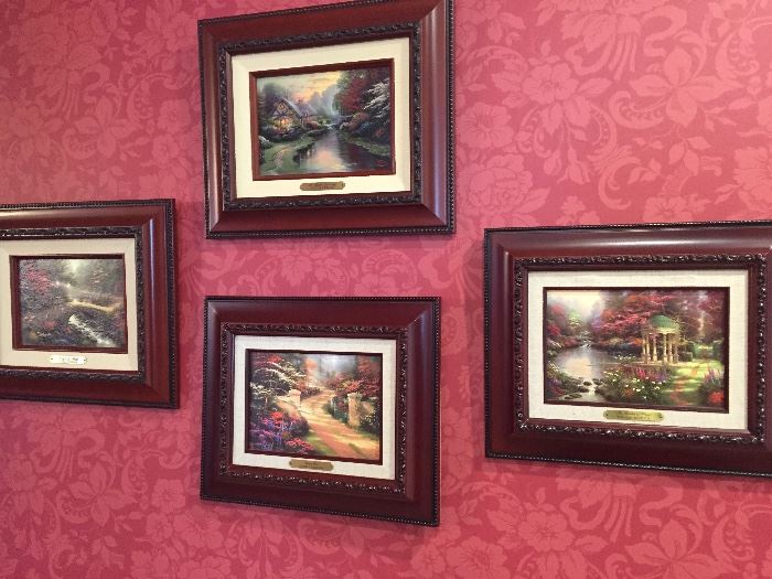 Set of 4 small "Kinkade" Paintings