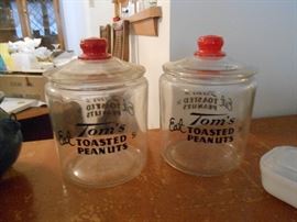 Tom's toasted peanuts glass cookie jars