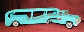 Vintage Buddy L Car Hauler, pressed steel