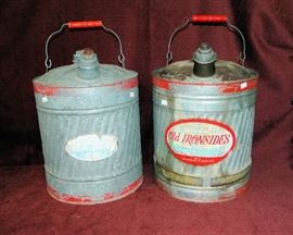 Vintage galvanized gas cans