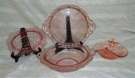 Pink depression glass