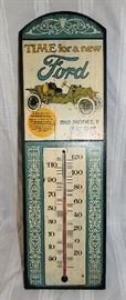 Vintage Ford Model-T wooden advertising thermometer