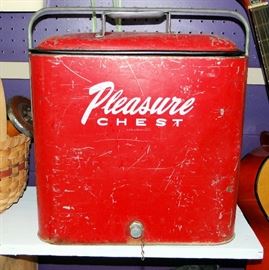 Vintage 50's Metal Pleasure Chest Cooler w/Drain Cap & Bottle Opener