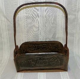 Vintage Pepsi Cola Double Dot Metal Bottle Carrier