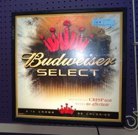 Budweiser Select lighted advertising sign