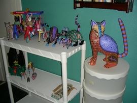 Artist signed Mexican folk art, hat boxes