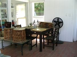 Country Casual Teak dining table, chairs and table extensions