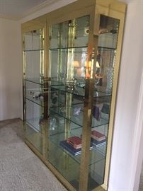 Brass and Glass china / curio cabinet - lit